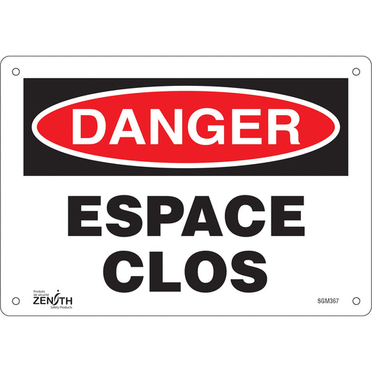 "Espace Clos" Sign, 7" x 10", Aluminum, French