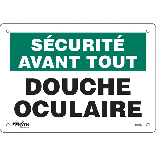 "Douche Oculaire" Sign, 7" x 10", Aluminum, French