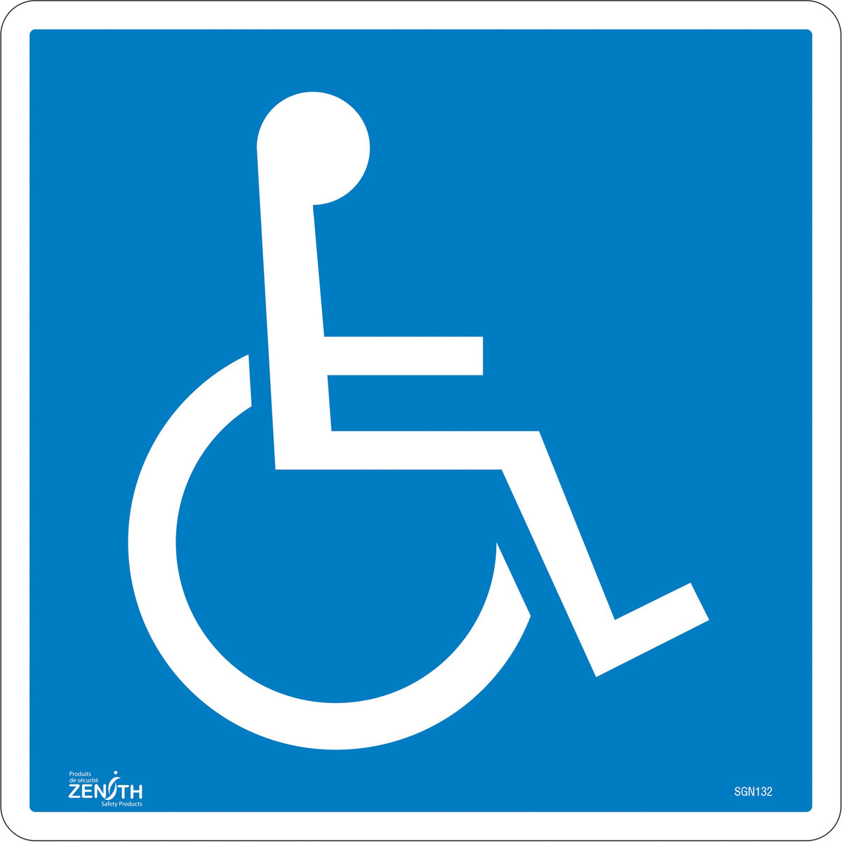 Panneau de sécurité normalisé CSA pour personnes handicapées, 12" x 12", Vinyle, Pictogramme