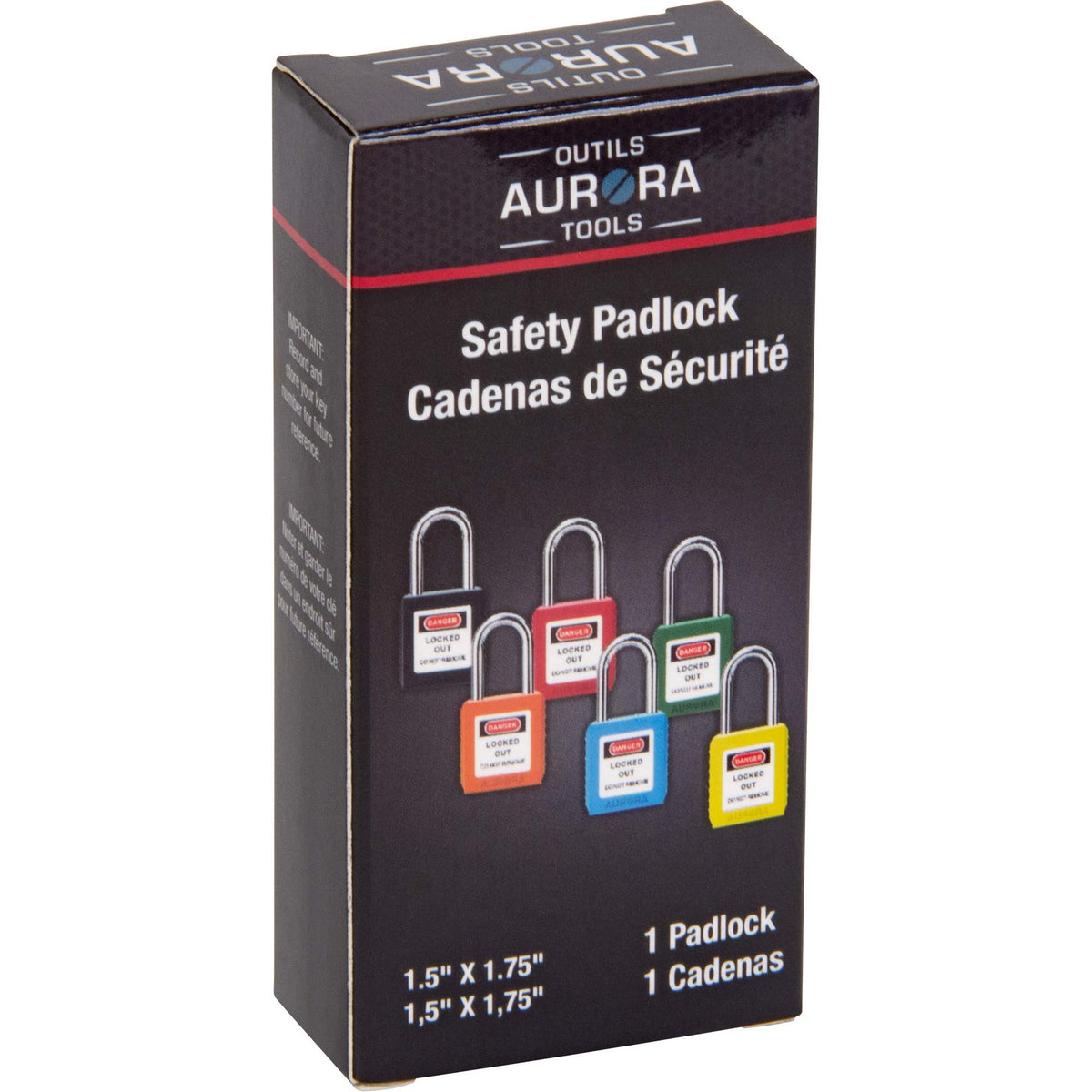 Safety Lock, Green, Keyed Different, Thermoplastic, 1-1/2" Width