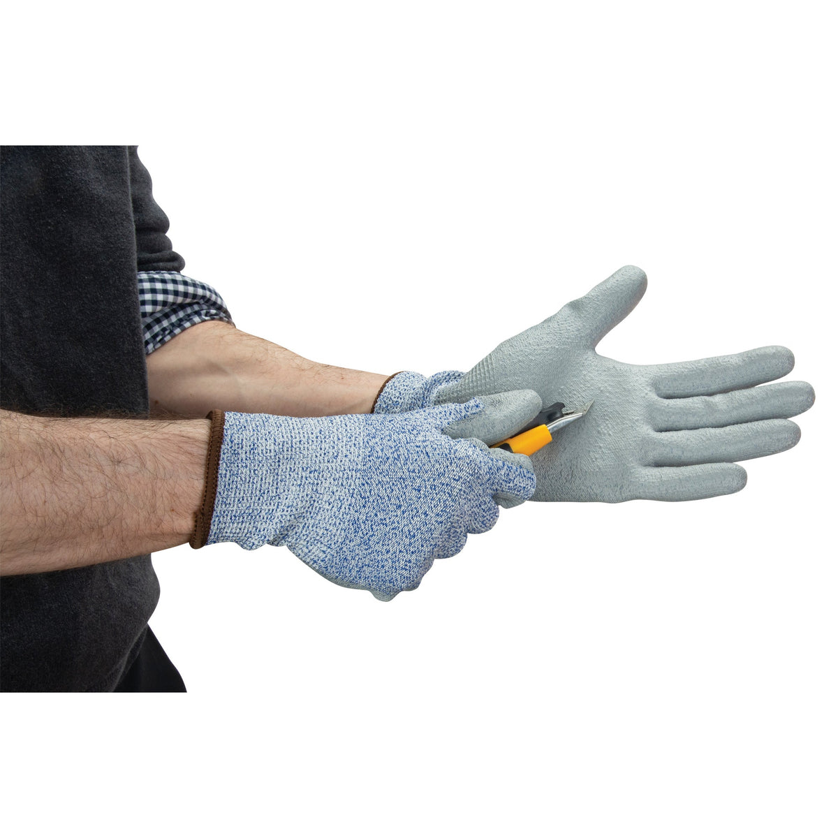 Eco-Friendly Stretch Cut-Resistant Gloves, 7, 13 Gauge, Polyurethane Coated, ASTM ANSI Level A2