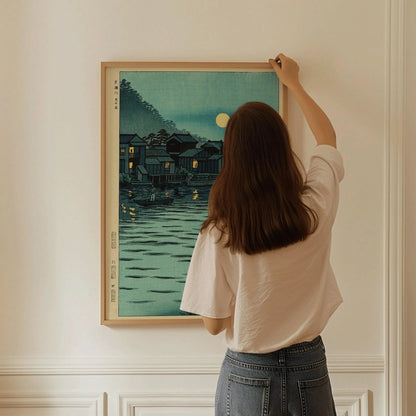 Estampe Giclée Shiro Kasamatsu, Lune Montante : Art Japonais sur Bois