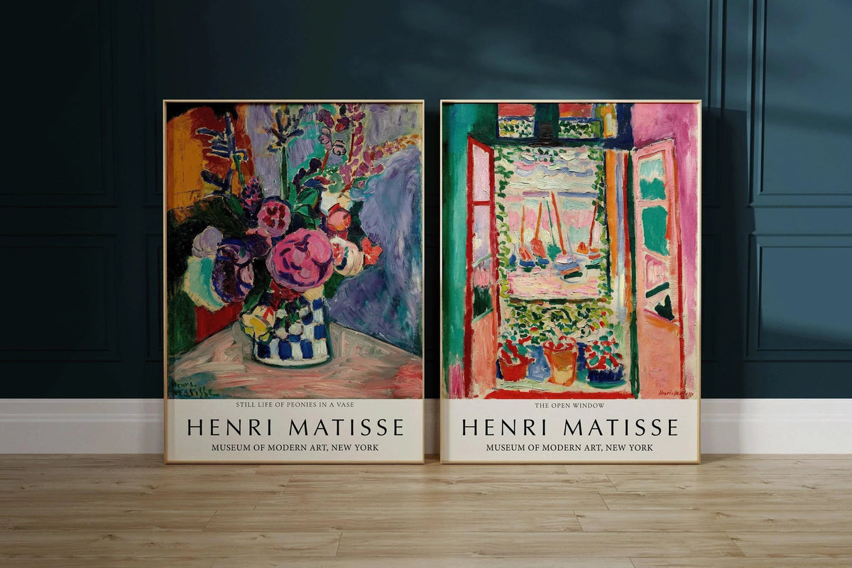 Henri Matisse Art Print Set: Peonies Still Life & Open Window