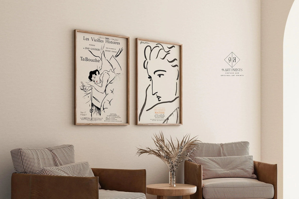 Matisse & Toulouse-Lautrec Art Prints: Neutral Gallery Wall Set