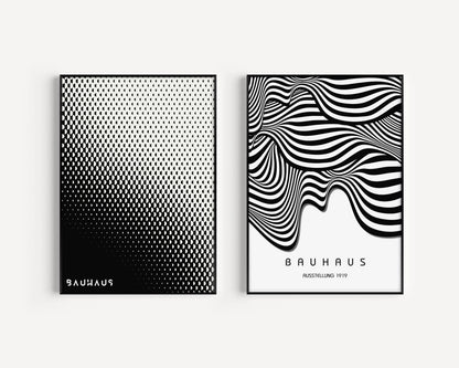 Bauhaus Art Print Set: Black and White Mid-Century Modern Posters