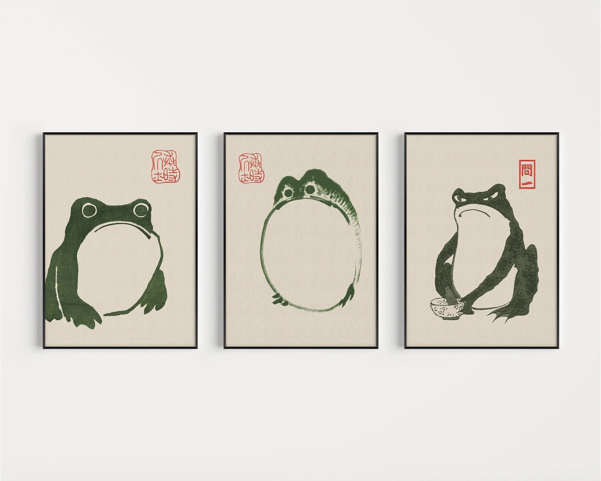 Matsumoto Hoji's Three Frogs Print: Vintage Japanese Woodblock Art