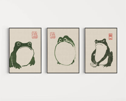 Matsumoto Hoji's Three Frogs Print: Vintage Japanese Woodblock Art