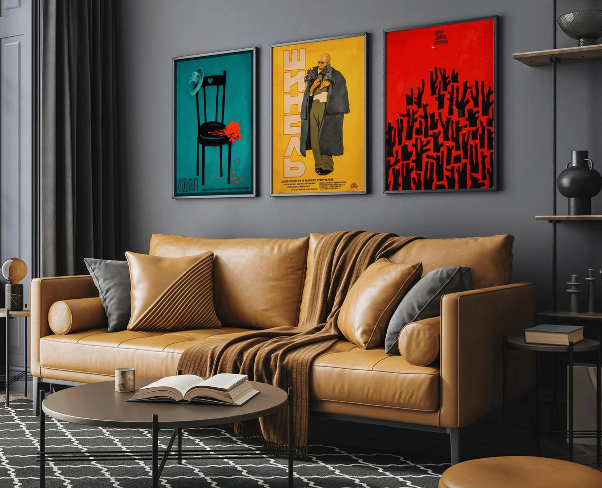 DÉCLARATION TRIO Affiches soviétiques - "Une fois l'un", "Prix d'une allumette" et "Le Manteau" de Gogol || Couleurs saisissantes (Disponible encadré)