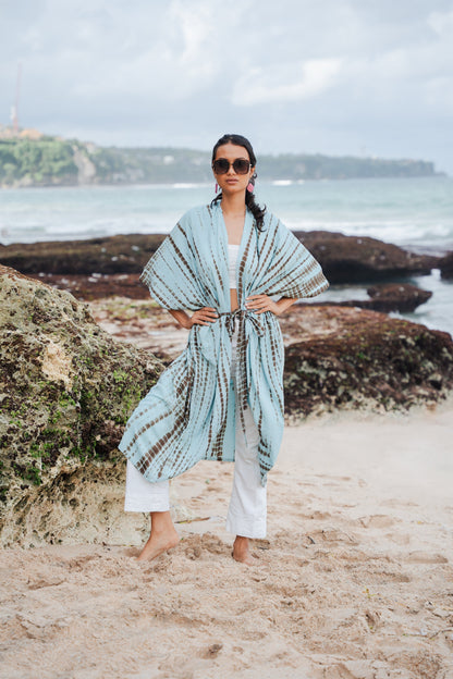 Kimono Tie-Dye Os Simple - Menthe