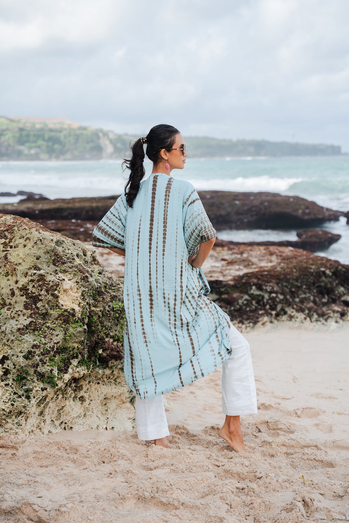 Kimono Tie-Dye Os Simple - Menthe