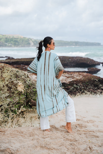 Kimono Tie-Dye Os Simple - Menthe