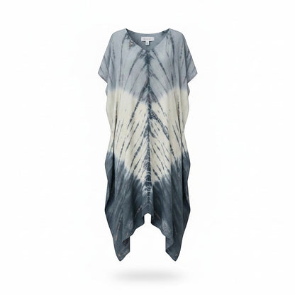 Robe Kaftan Tie Dye Ombré Lapis – Crème et Gris