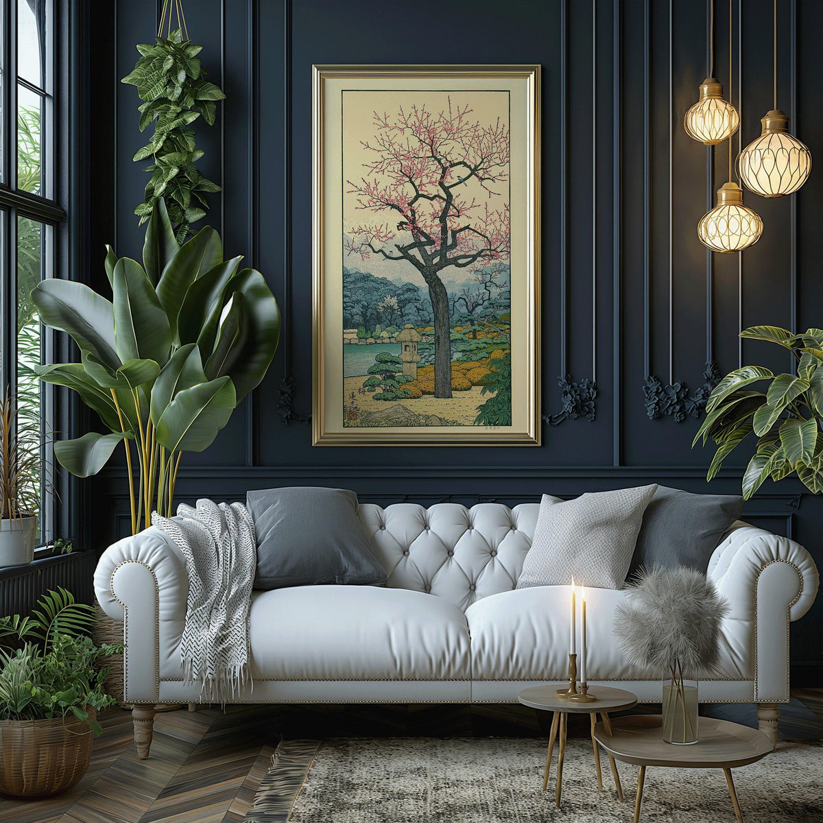 Toshi Yoshida Plum Blossom Print: Vintage Japanese Garden Art