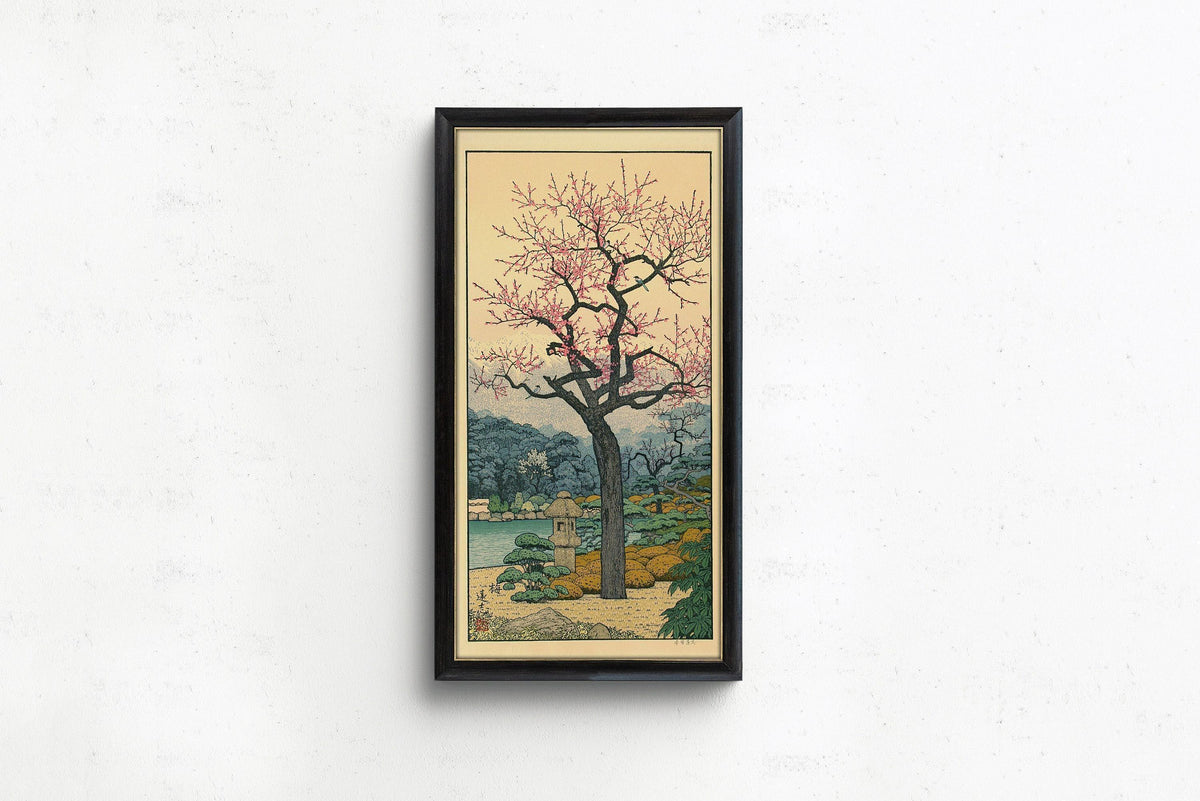 Toshi Yoshida Plum Blossom Print: Vintage Japanese Garden Art