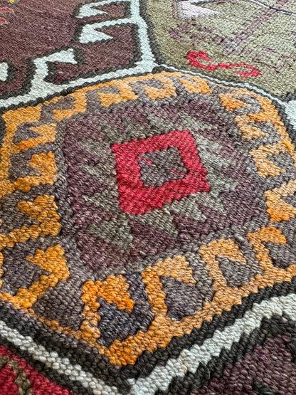 Turkish Kars Kilim Runner Rug | 3' 11" x 8' 10"