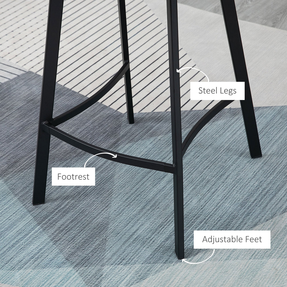 Andre Counter Height Stools with  Backrest and Steel Legs-Set of 2-Brown