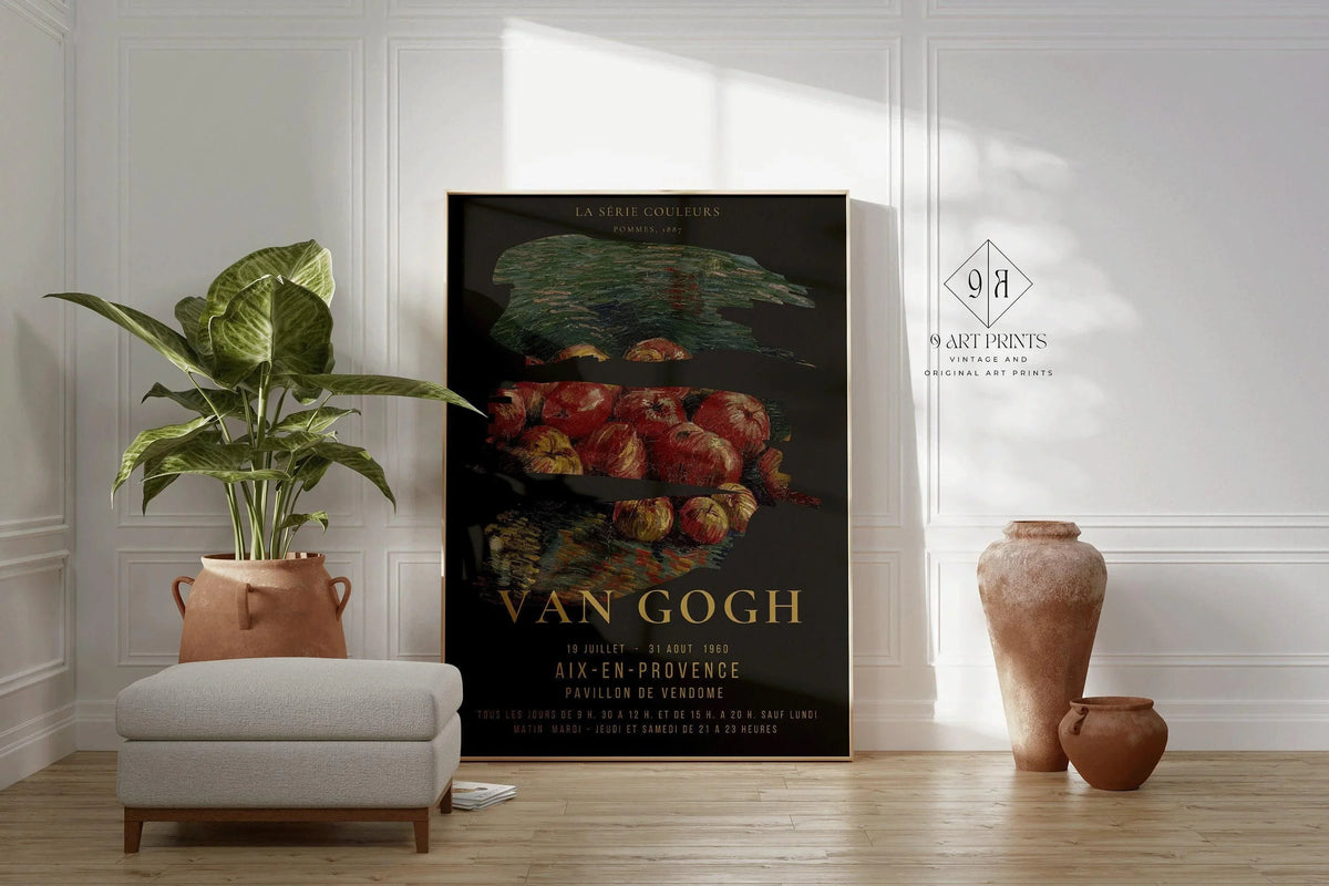 Vincent Van Gogh - Pommes | Affiche d'exposition impressionniste classique emblématique (disponible encadrée à la main ou non encadrée)