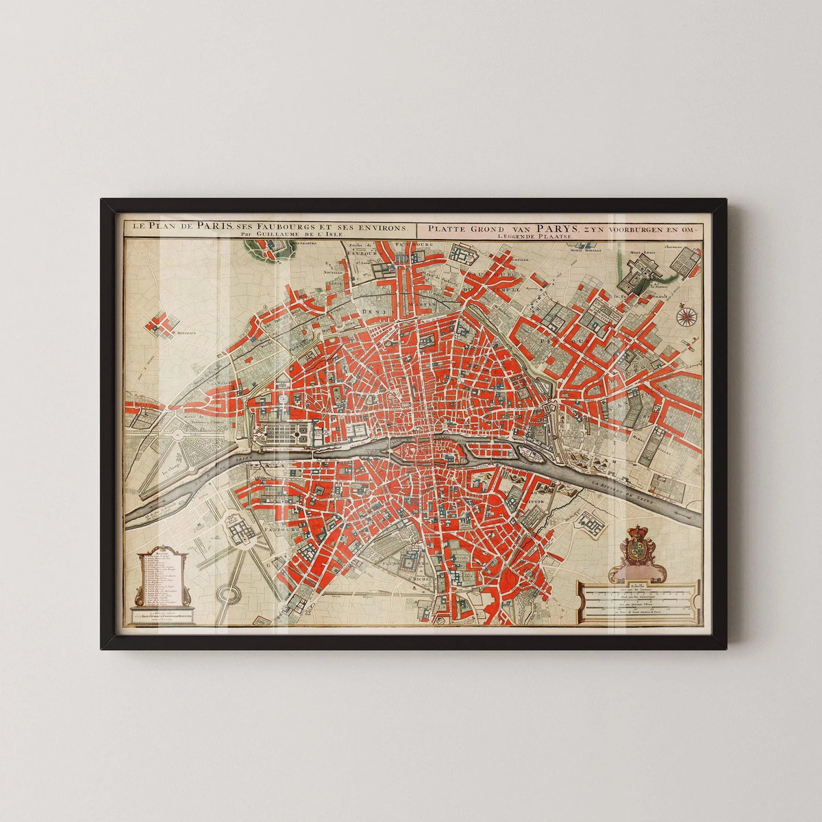 Vintage Paris Map Print (available handframed or unframed)