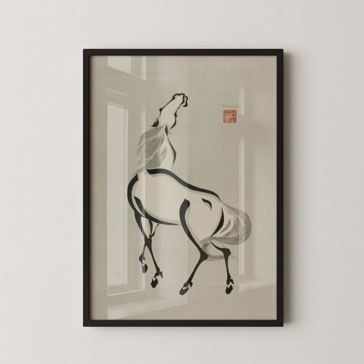 Wakyosai Horse Giclee Print: Minimalist Japanese Art