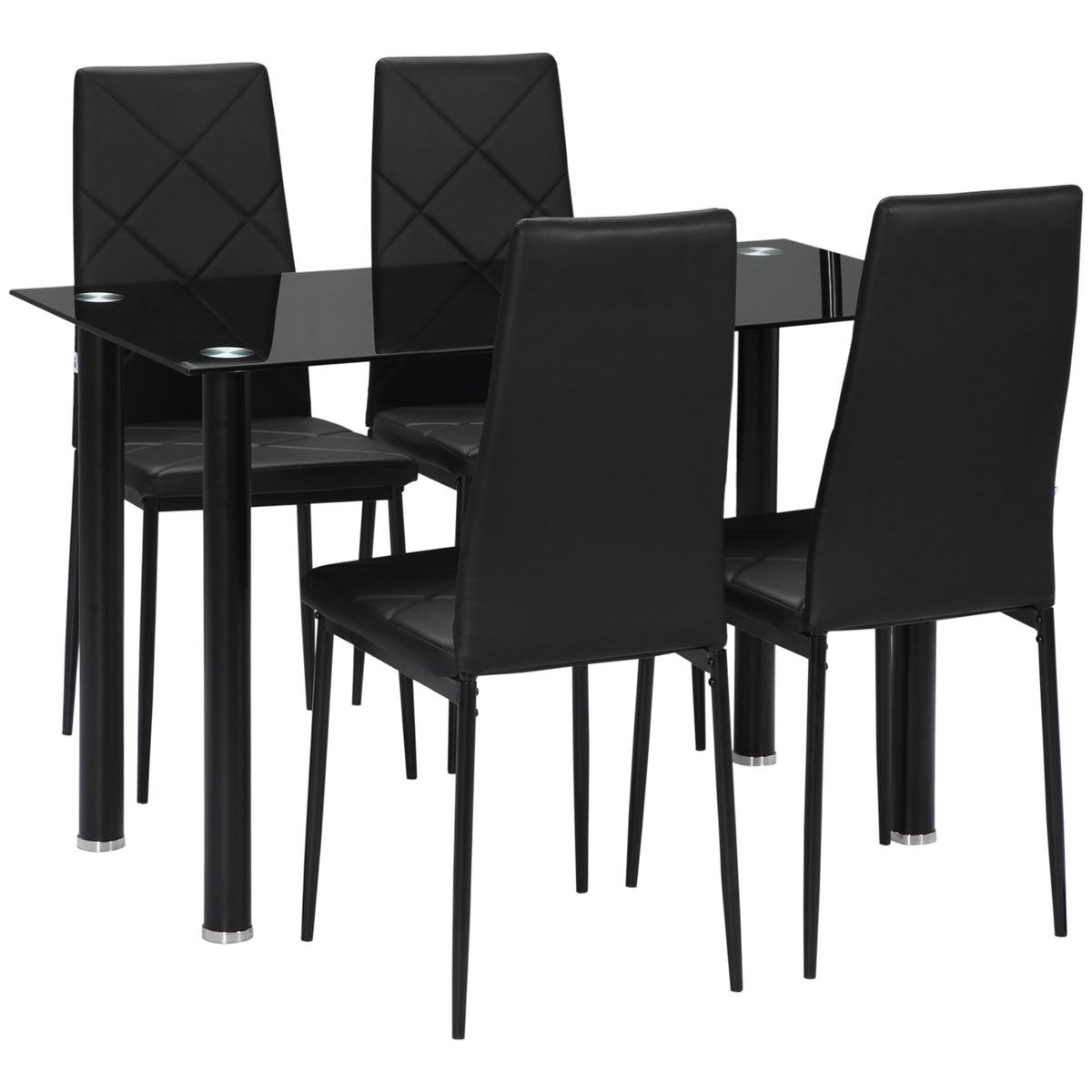 Adam Modern Space-Saving Dining Set for 4-Black