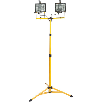 Projecteur de travail à deux têtes, halogène, 500 W, 16 000 lumens, boîtier en acier