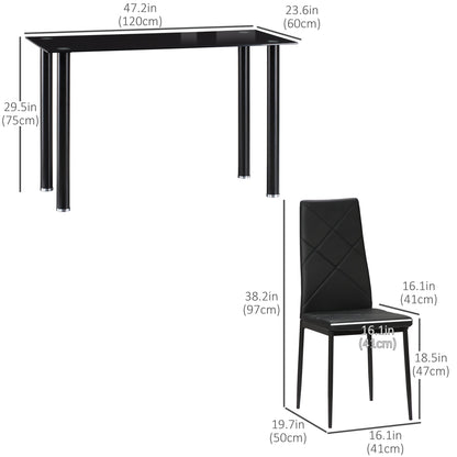 Adam Modern Space-Saving Dining Set for 4-Black