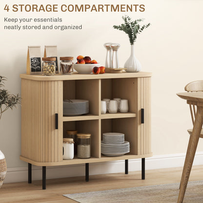 Bahut de 90 cm Aspen avec portes tambour à lattes - Chêne