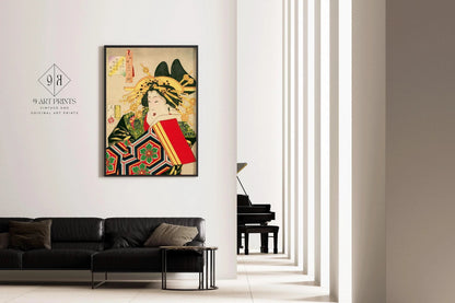 Yoshitoshi Geisha Giclee Print: Vintage Japanese Woodblock Art