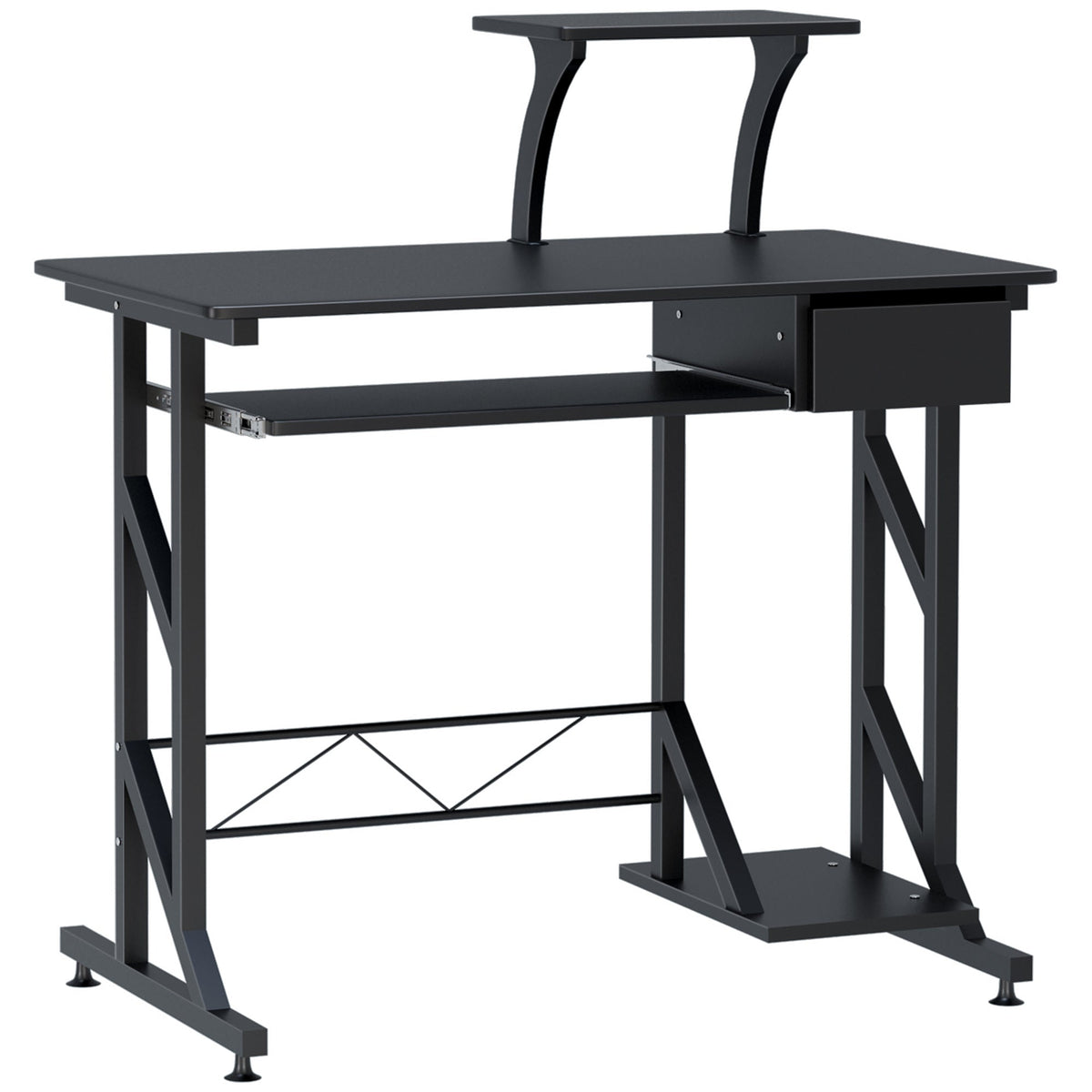 Bureau informatique Indy avec tablette coulissante pour clavier et tiroir – Noir